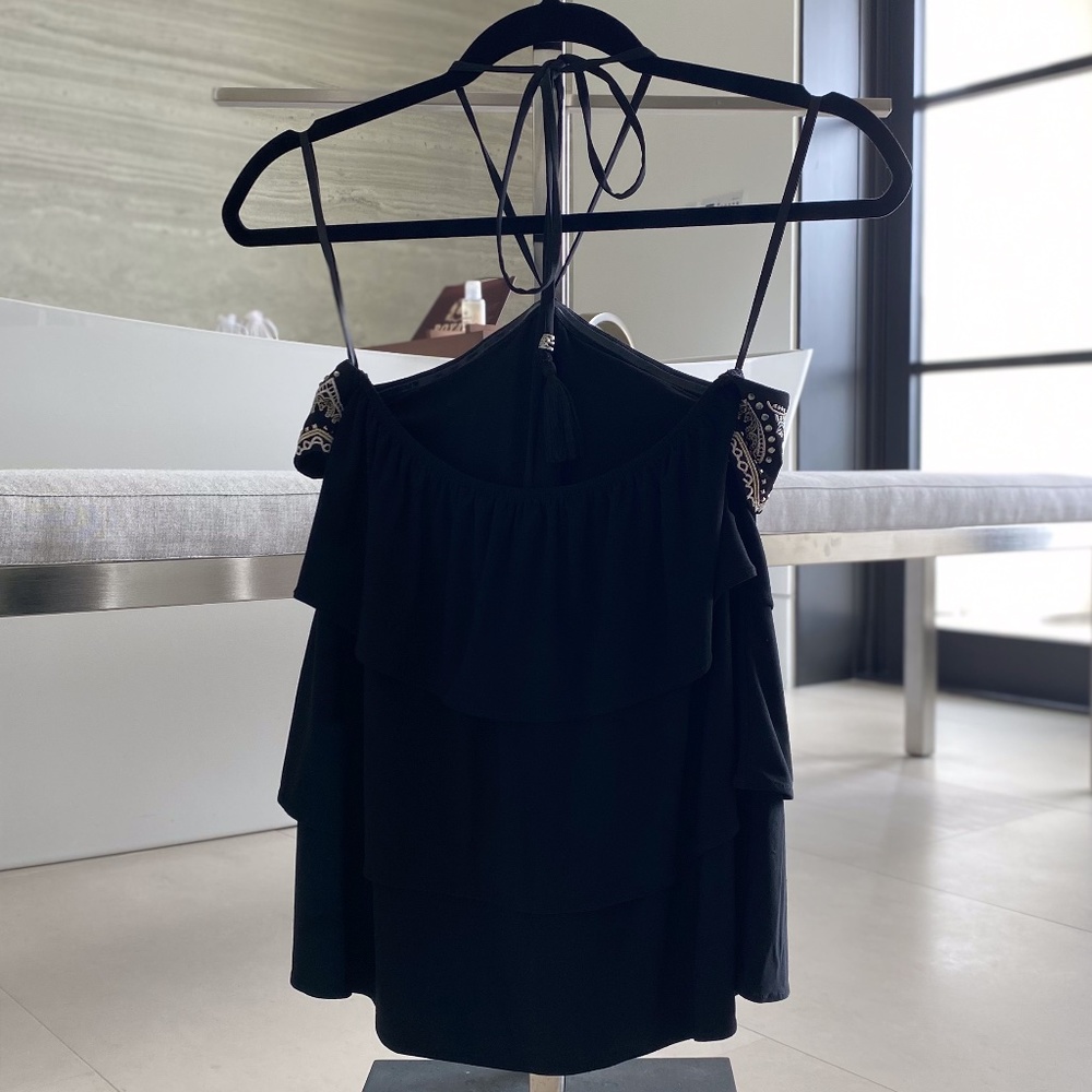 Black Ruffle Tank Top - Picture 2 of 2
